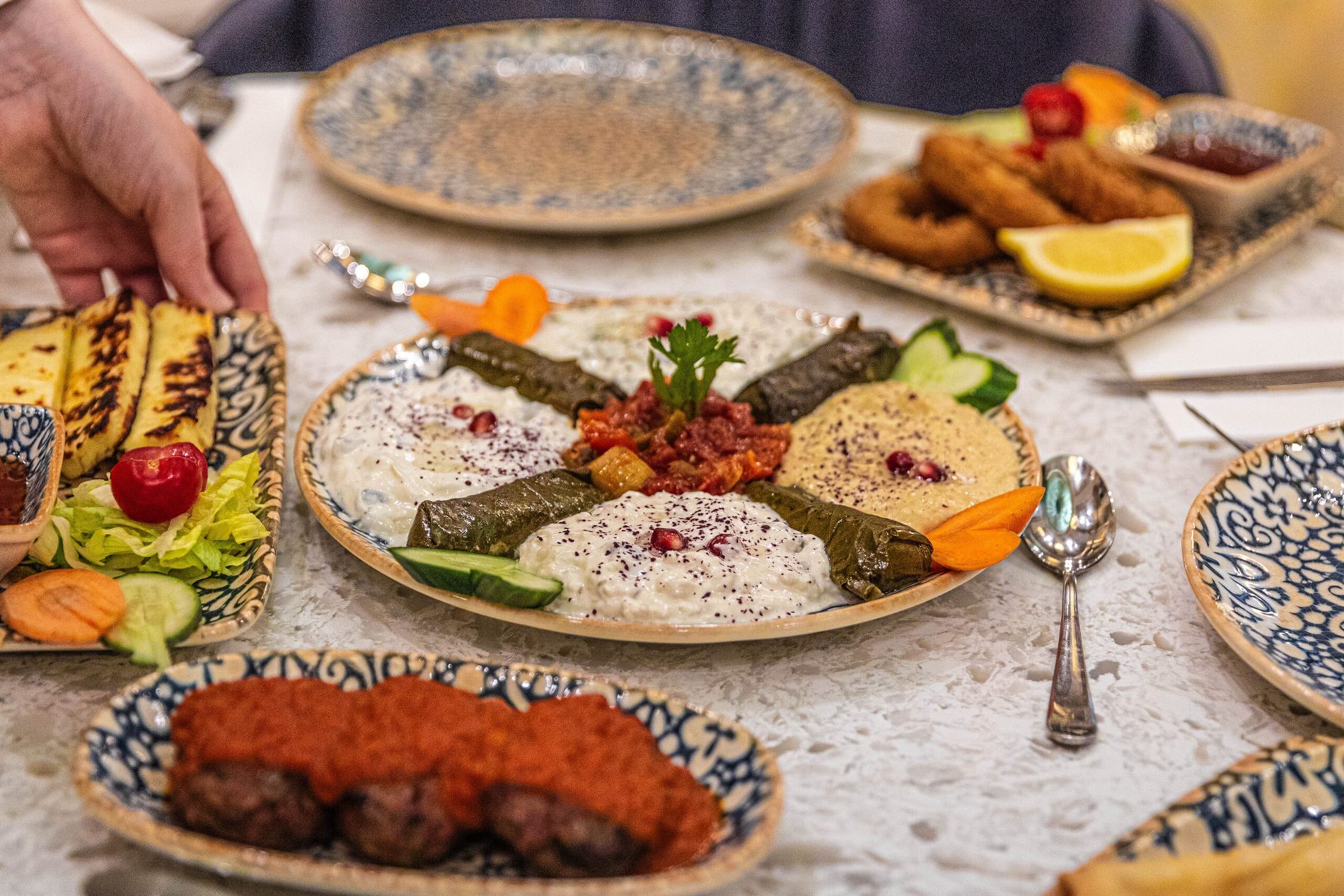 A sharing feast of mezze and grills